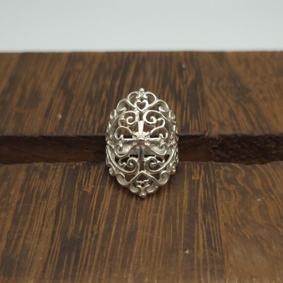 Size 6 Sterling Silver Ornate Pattern Finger Ring A1009 - Picture 1 of 8